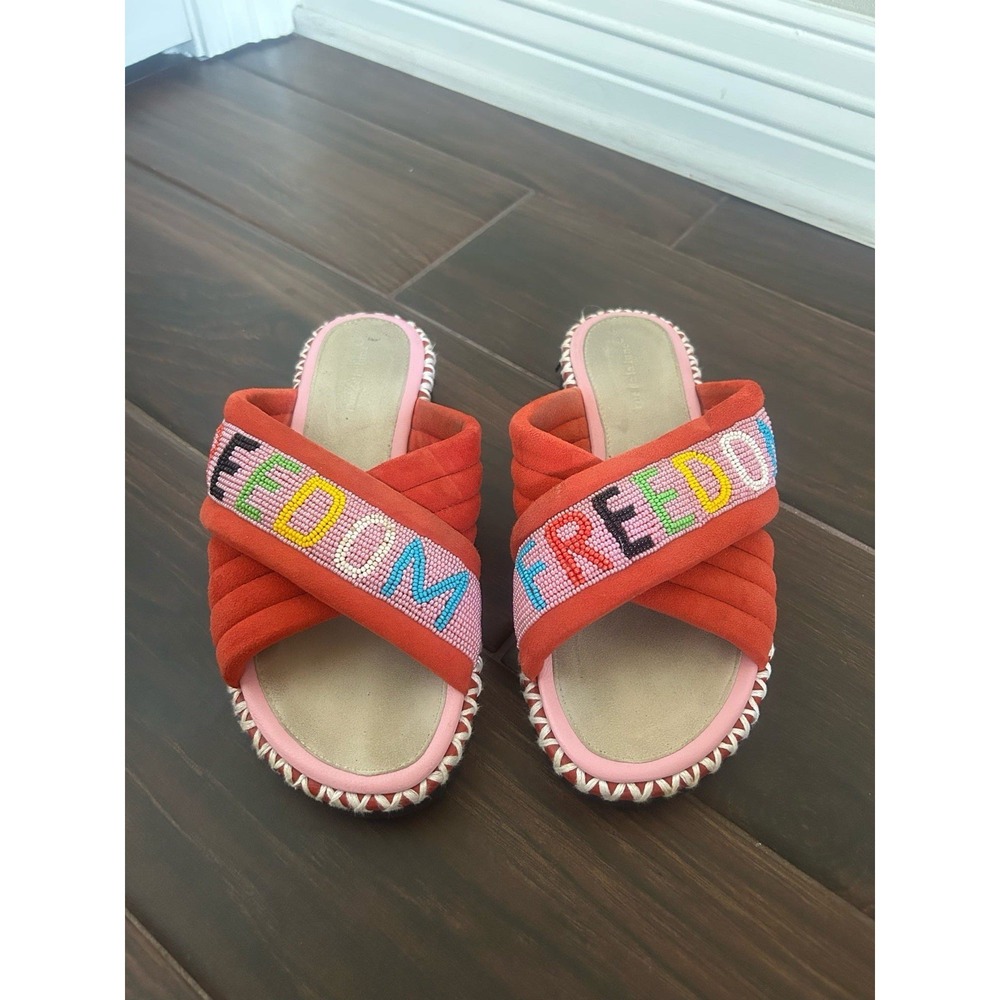 RUE DE LA LUNE beaded freedom sandals in Red 7
